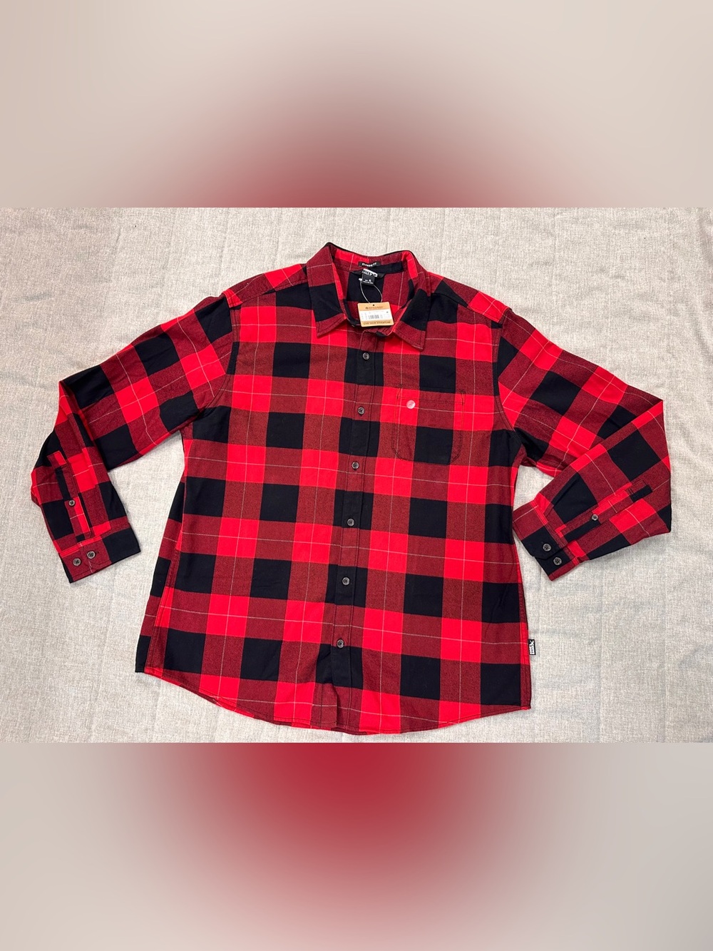 NWT Eddie Bauer Red Plaid Flannel Shirt Classic Fit Mens XL 100% Cotton